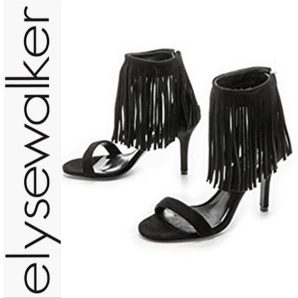 ELYSE WALKER LOS ANGELES ALEX SUEDE FRINGE HEELS - Picture 1 of 5